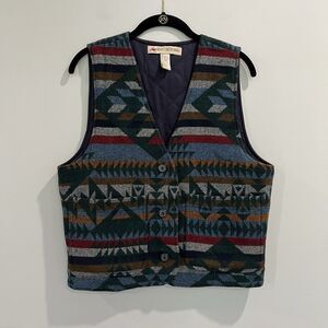 Roo Crossing‎ Southwest Pattern V Neck Size Small Women’s Vest Multicolor